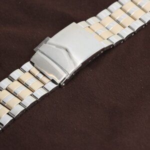 Hadley-Roma 18mm-22mm Gold Plated & Steel Men's Watch Bracelet/Band, MB5617T